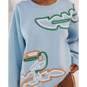 CELANDINE By Anthropologie Embellished Pullover Crew Neck Sweatshirt Large L  XL